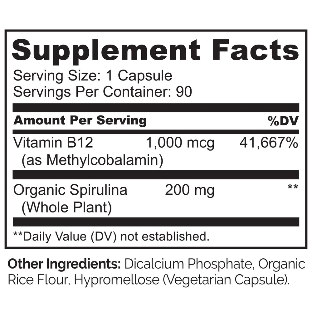 Organic spirulina and vegan B12 ingredients