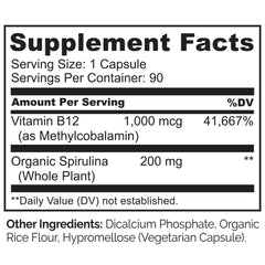 Organic spirulina and vegan B12 ingredients