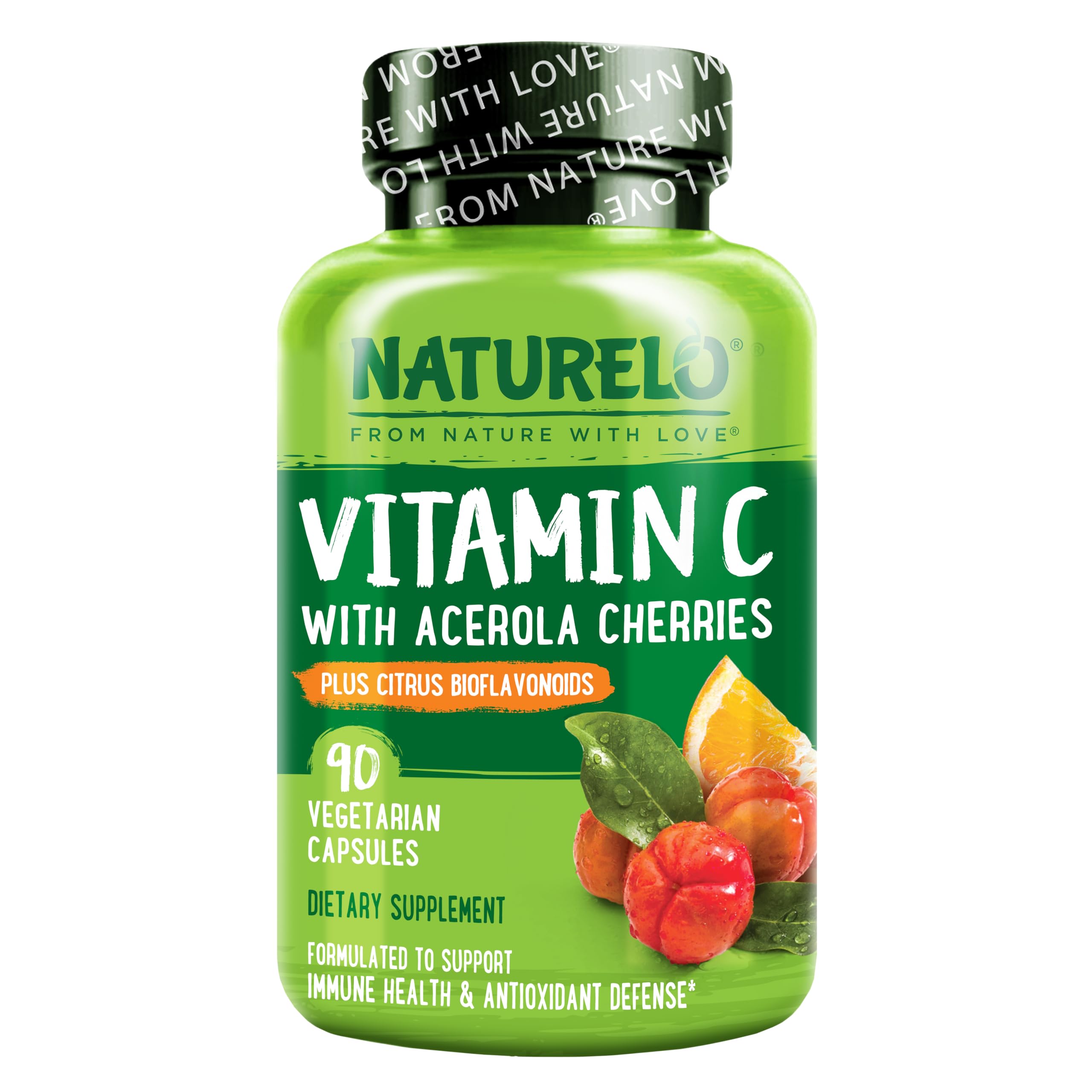 NATURELO Vitamin C bottle label with Acerola Cherry