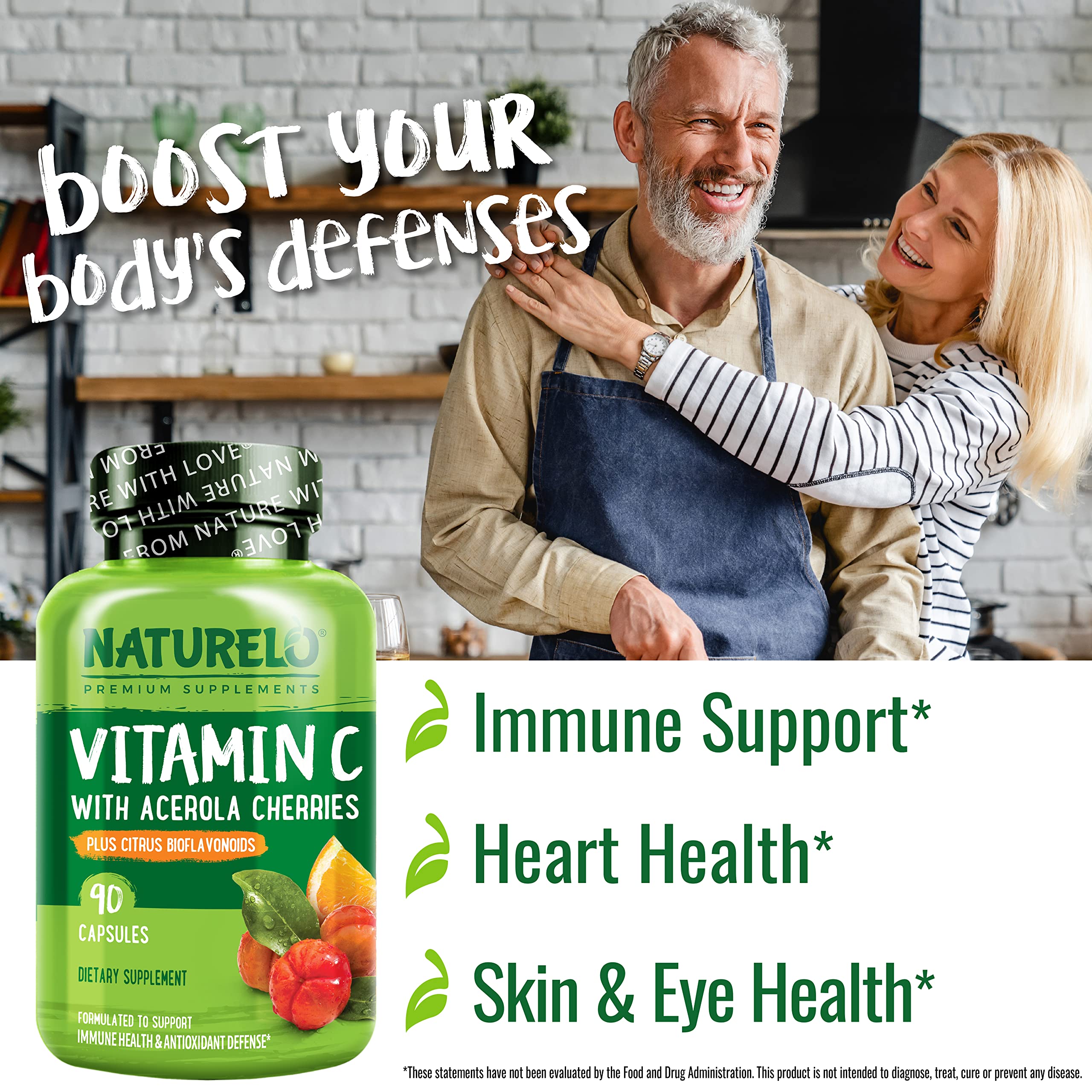 Plant-based Vitamin C capsules in close-up