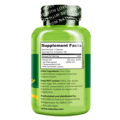 Capsules of Naturelo Vitamin D3 5000 IU vegan supplement