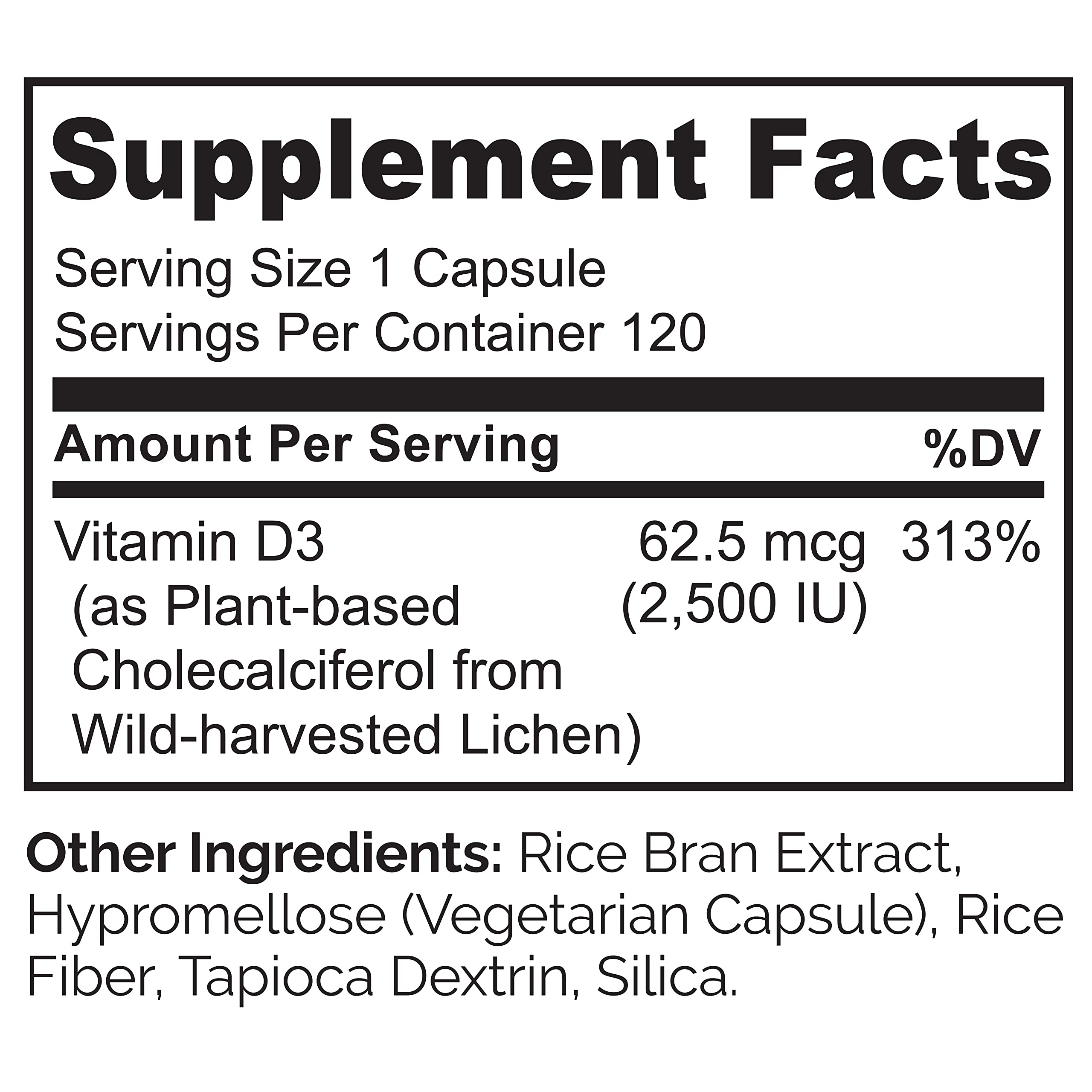 Naturelo Vitamin D3 2500 IU bottle close-up