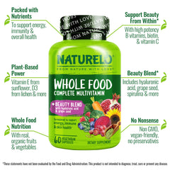 Two bottles of NATURELO Whole Food Multivitamin Beauty Blend (pack of 2)