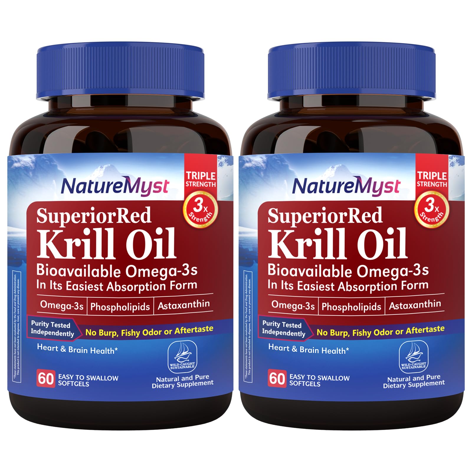 NatureMyst Antarctic Krill Oil 1000 mg softgels bottle on white