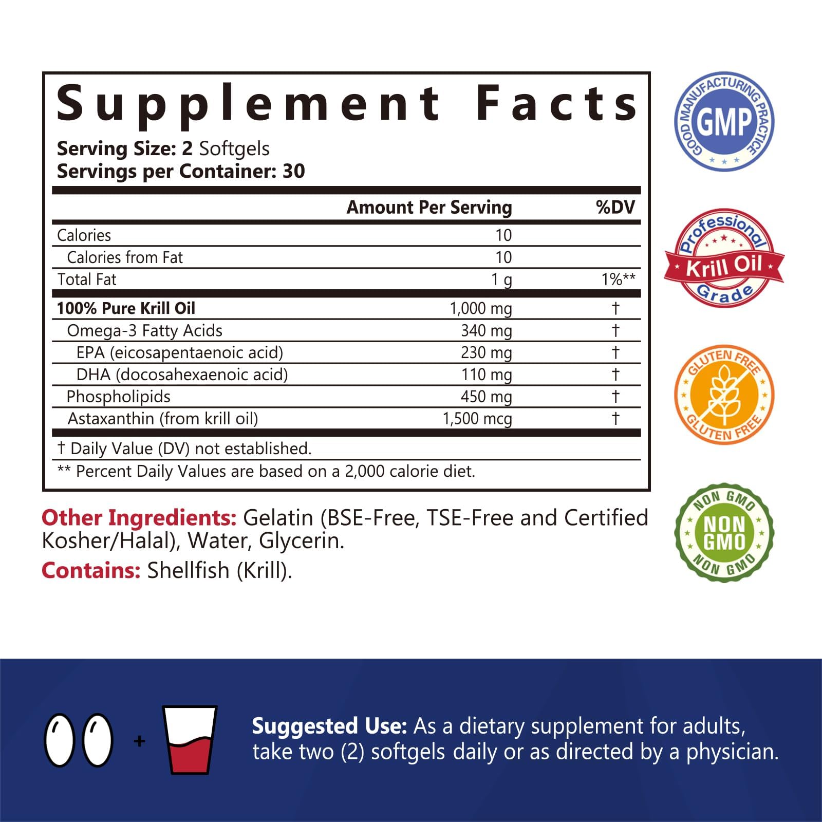 Close-up of krill oil softgels with translucent capsules