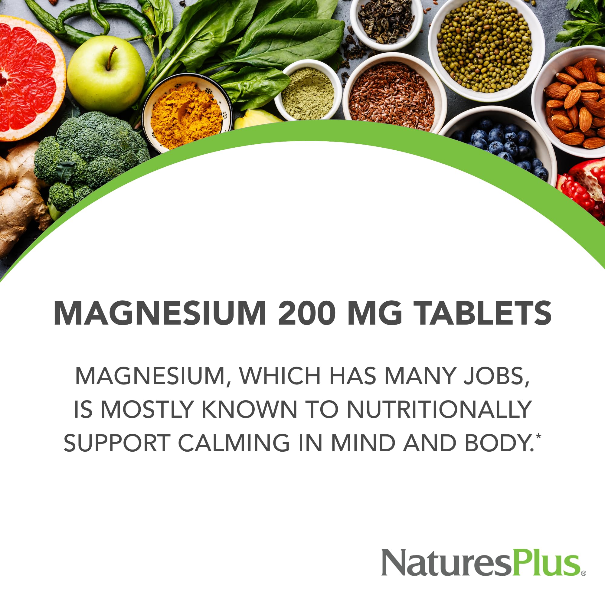 NaturesPlus magnesium gluten-free label visible on packaging