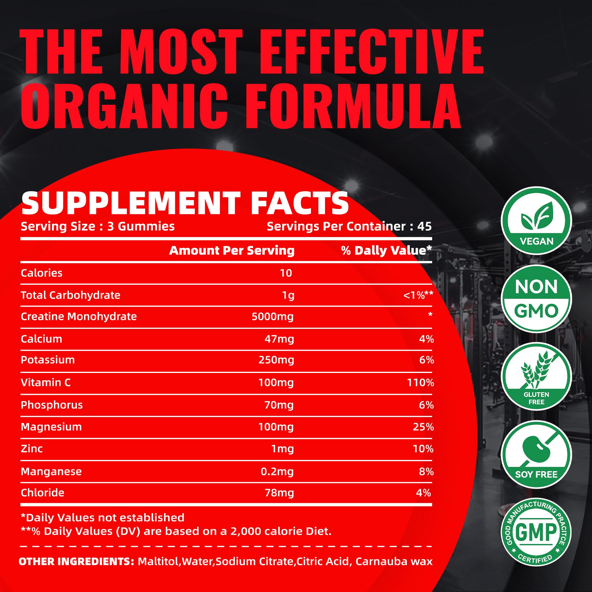 Natures Aid Creatine Monohydrate Gummies pour-out demonstrates simple serving on the go.