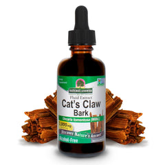 Nature's Answer Cat's Claw bark liquid extract bottle label, alcohol-free joint support option.
