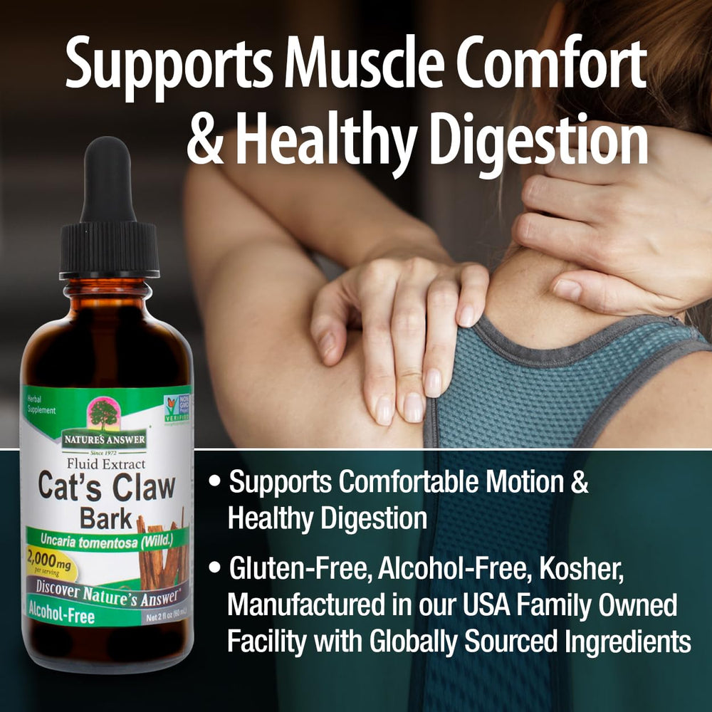 Cat's Claw inner bark and root ingredients highlighted in Nature's Answer formula.