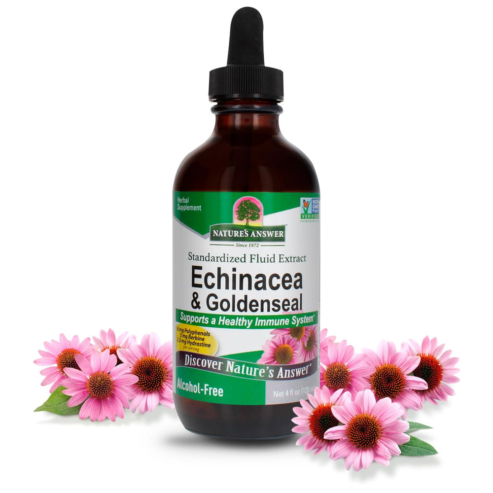 Front view of Nature's Answer Echinacea and Goldenseal 4oz bottle