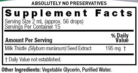 Back view of Nature's Answer Milk Thistle Extract 1oz 2-pack bottle