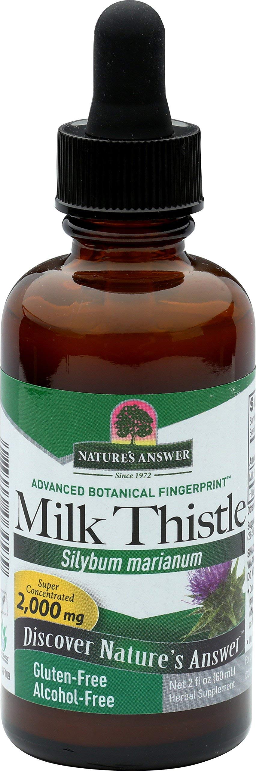 Front view of Nature's Answer Milk Thistle Extract 1oz 2-pack bottle