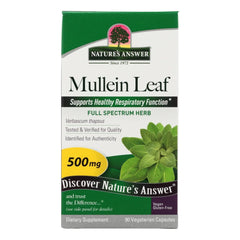 Nature's Answer Mullein Leaf Capsules 90 count - alcohol-free, vegetarian, vegan, gluten-free