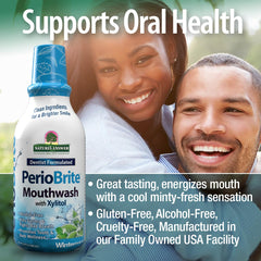Label close up showing alcohol free and fluoride free claims