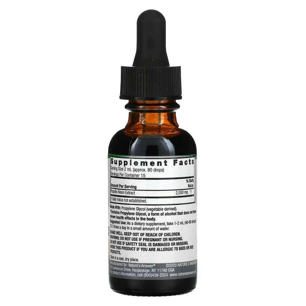 Nature's Answer Propolis Resin Extract bottle - back label