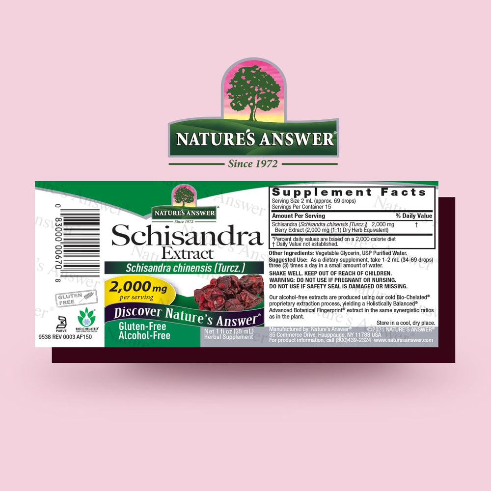Schisandra Berry Extract label highlighting gluten-free formula