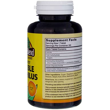 Side angle view of Nature's Blend Acidophilus chewables pack 2 display