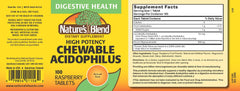 Close-up of Nature's Blend Acidophilus bottle label