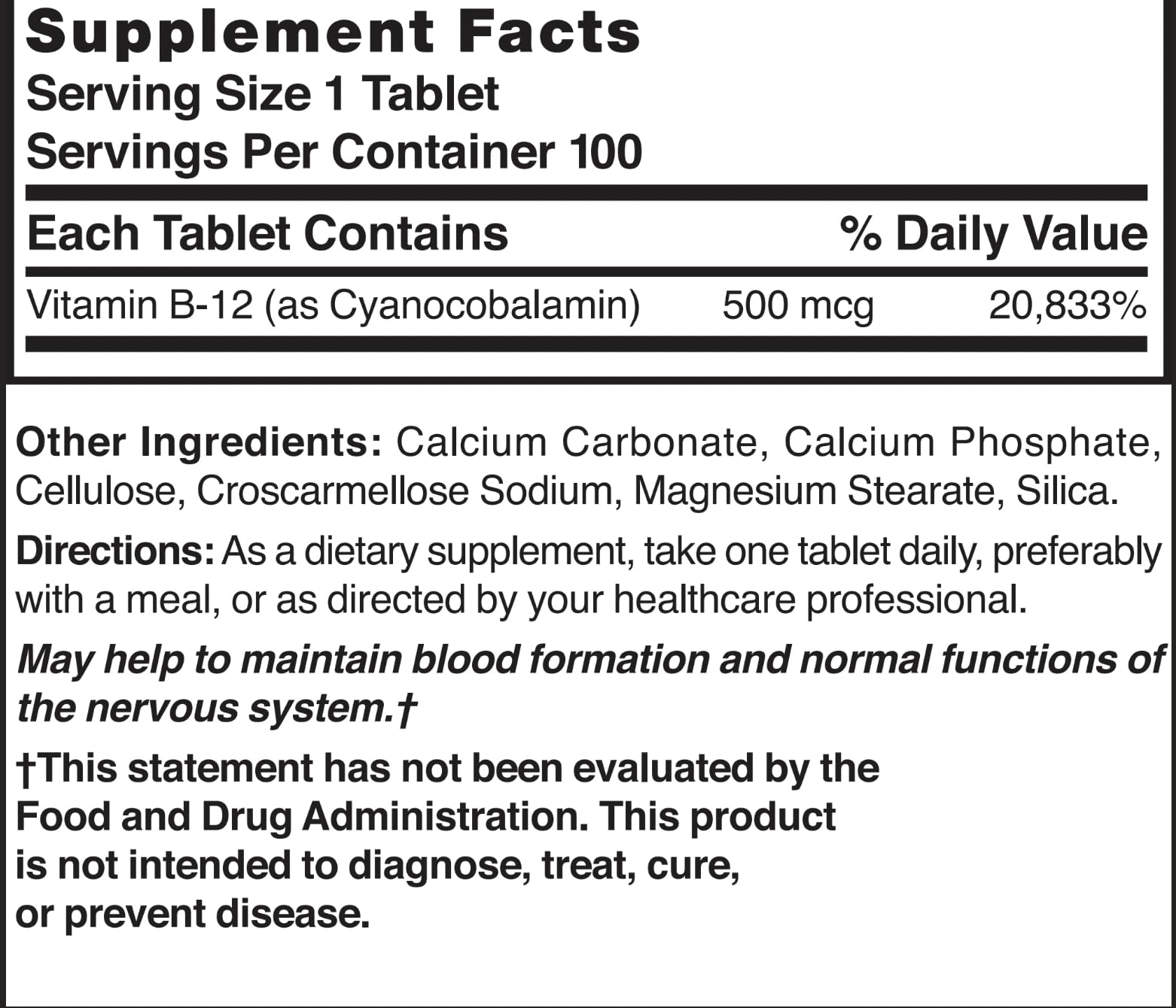 Nature's Blend Vitamin B-12 bottle with label detail
