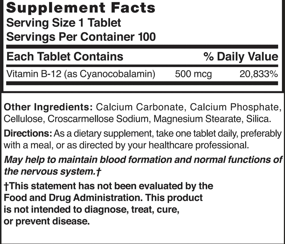 Nature's Blend Vitamin B-12 bottle with label detail