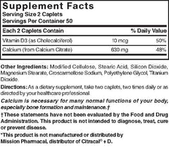 Caplets inside bottle of Nature's Blend Calcium Citrate with D3