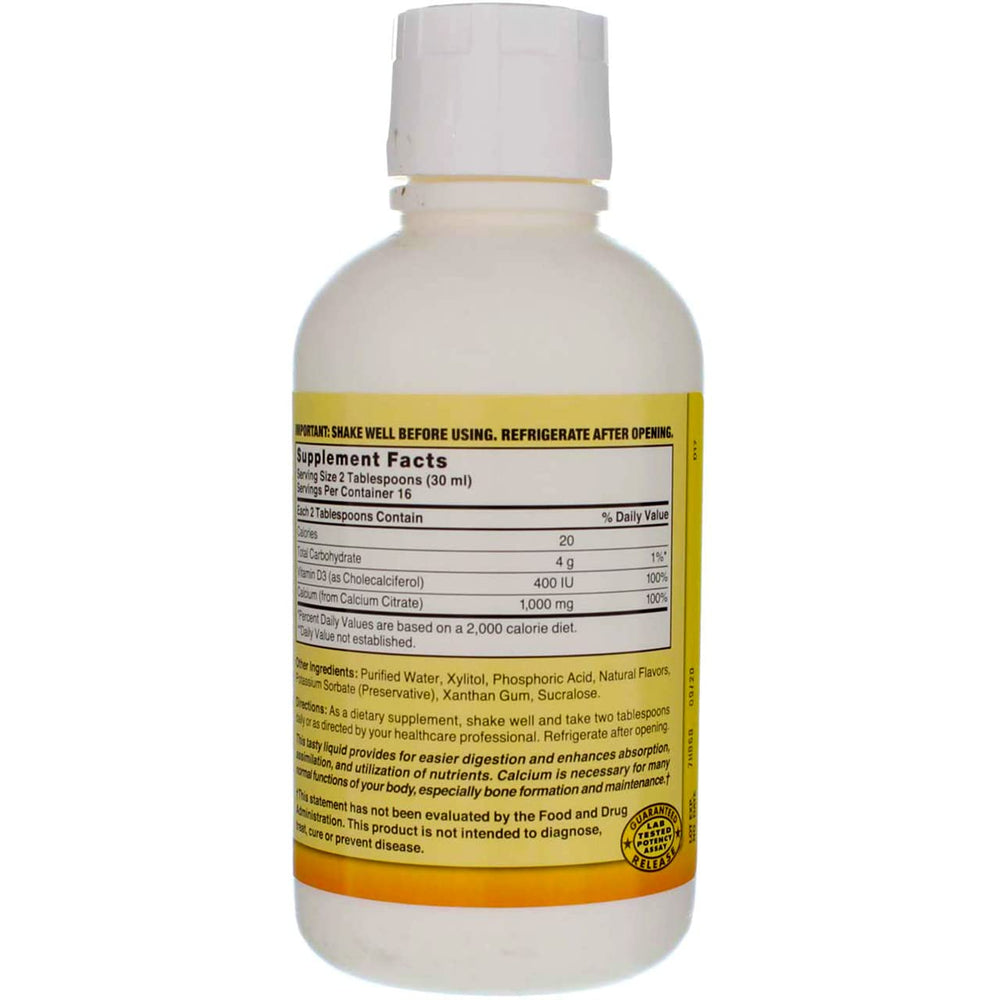 Blueberry flavor graphic on Nature's Blend calcium citrate bottle