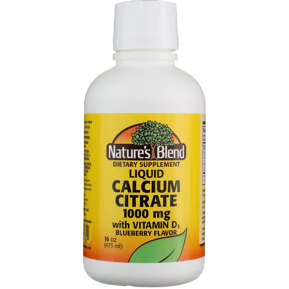 Nature's Blend Calcium Citrate with D3 Blueberry liquid bottle front