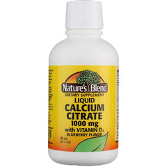 Nature's Blend Calcium Citrate with D3 Blueberry liquid bottle front