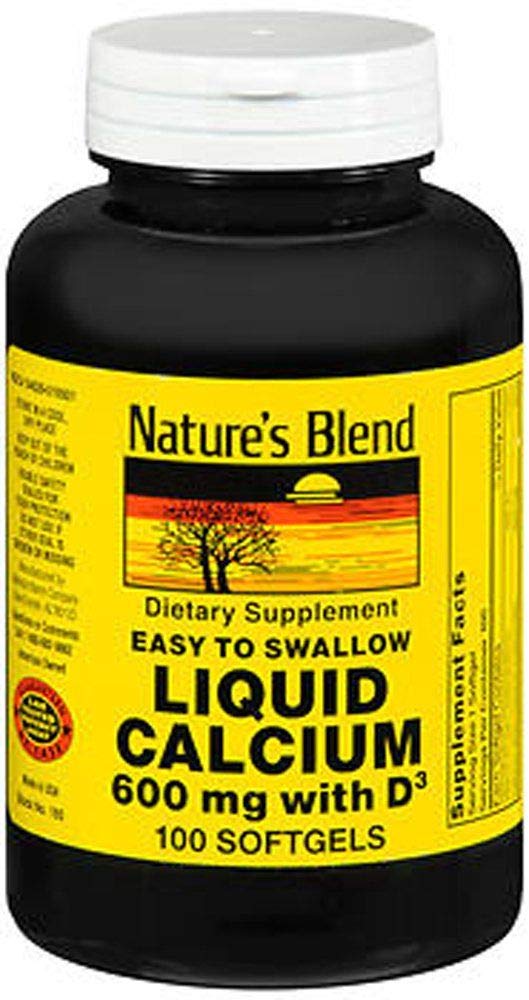Nature's Blend Calcium Liquid 600 mg with D3 400 IU bottle - 100 Softgel