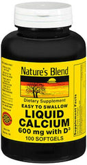 Nature's Blend Calcium Liquid 600 mg with D3 400 IU bottle - 100 Softgel