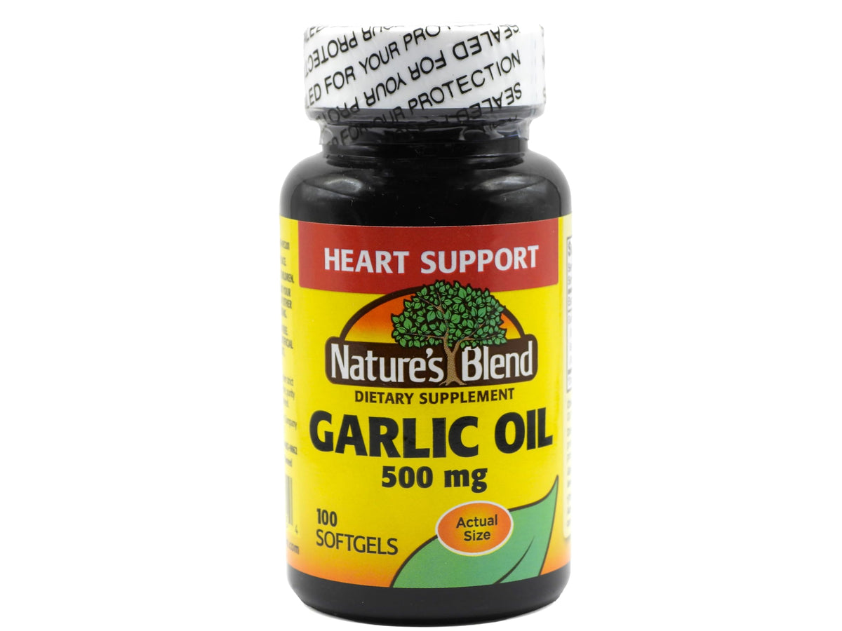 Bottle of Nature's Blend Garlic Oil 500 mg 100 Softgels
