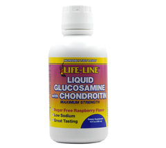 Bottle of Nature's Blend Glucosamine with Chondroitin Max Strength Raspberry 16 oz