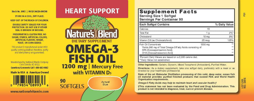 Close-up of Omega-3 fish oil softgels in bottle