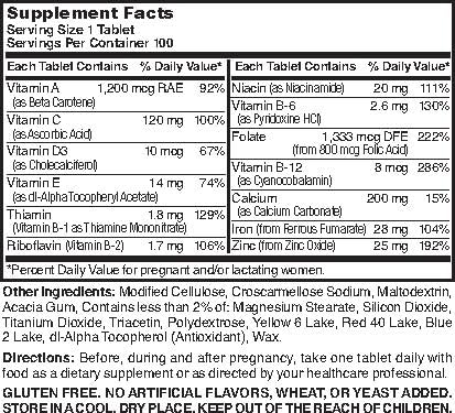 Packaging of Nature's Blend Prenatal Multivitamin with minerals bottle and box