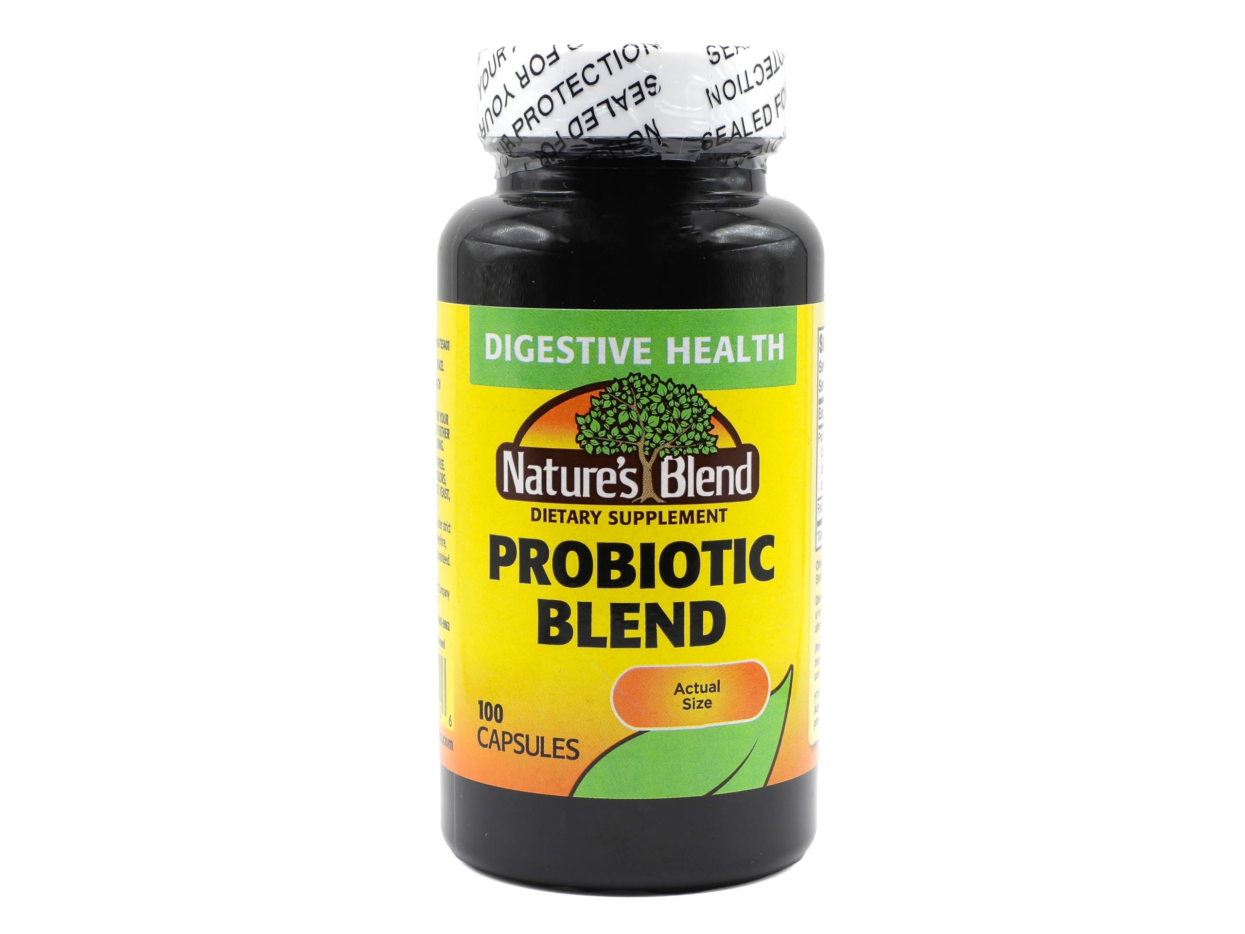 Nature's Blend Probiotic bottle with 100 capsules in white bottle