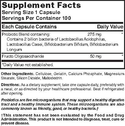 Nature's Blend Probiotic packaging showing gluten-free formula