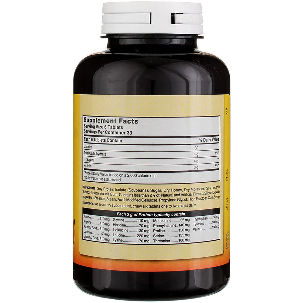 Nature's Blend protein tablets honey-tablets close-up for easy snacking