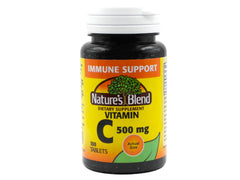 Nature's Blend Vitamin C 500 mg bottle and tablets