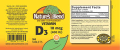 Bottle label showing Vitamin D 400 IU - side view