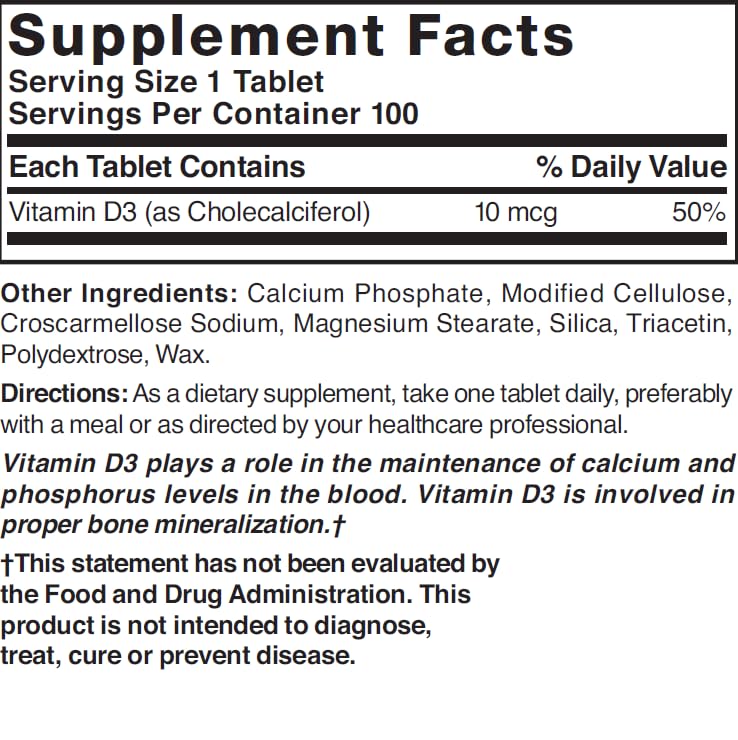 Nature's Blend Vitamin D 400 IU carton packaging with tablets
