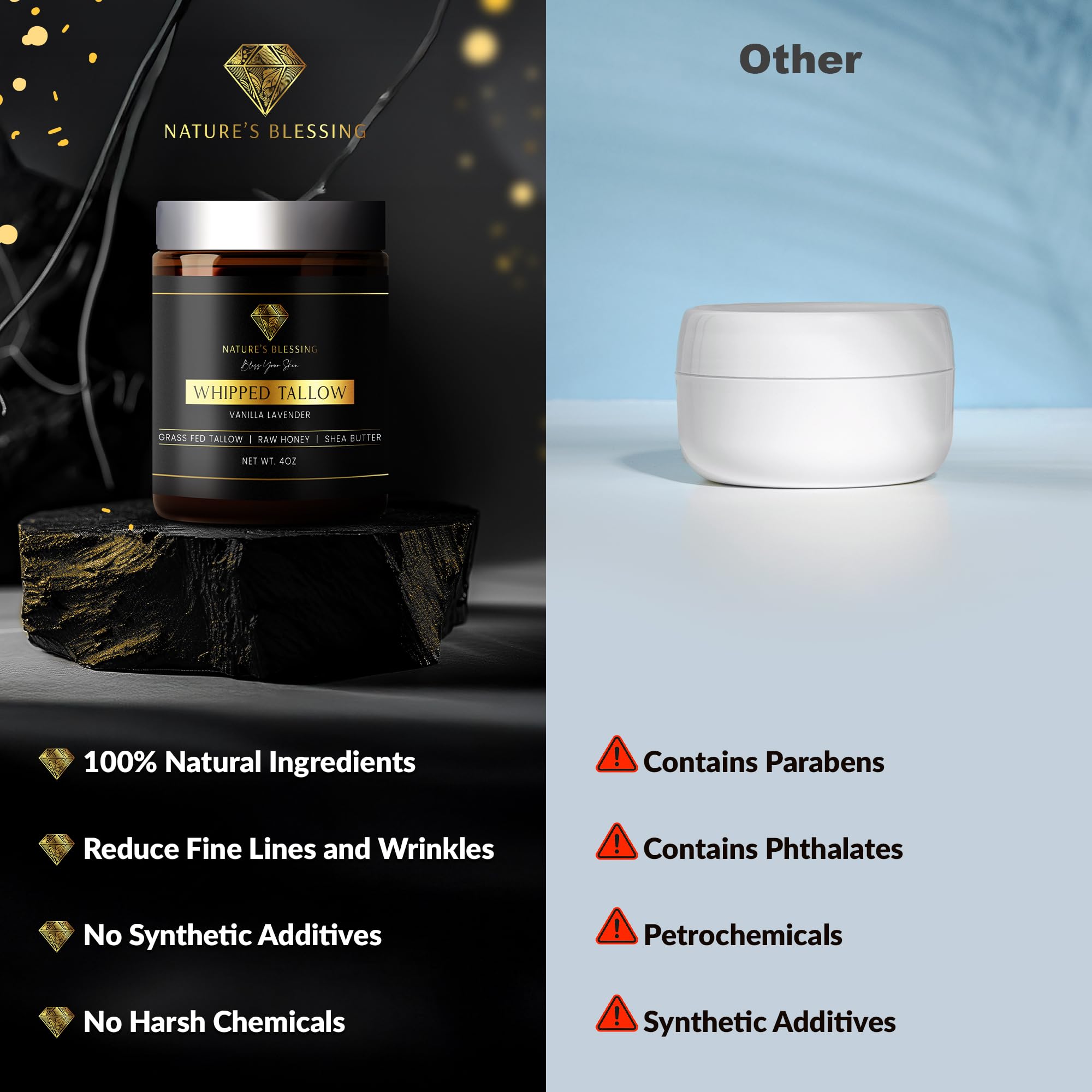 Full product packaging of Nature's Blessing Beef Tallow Cream