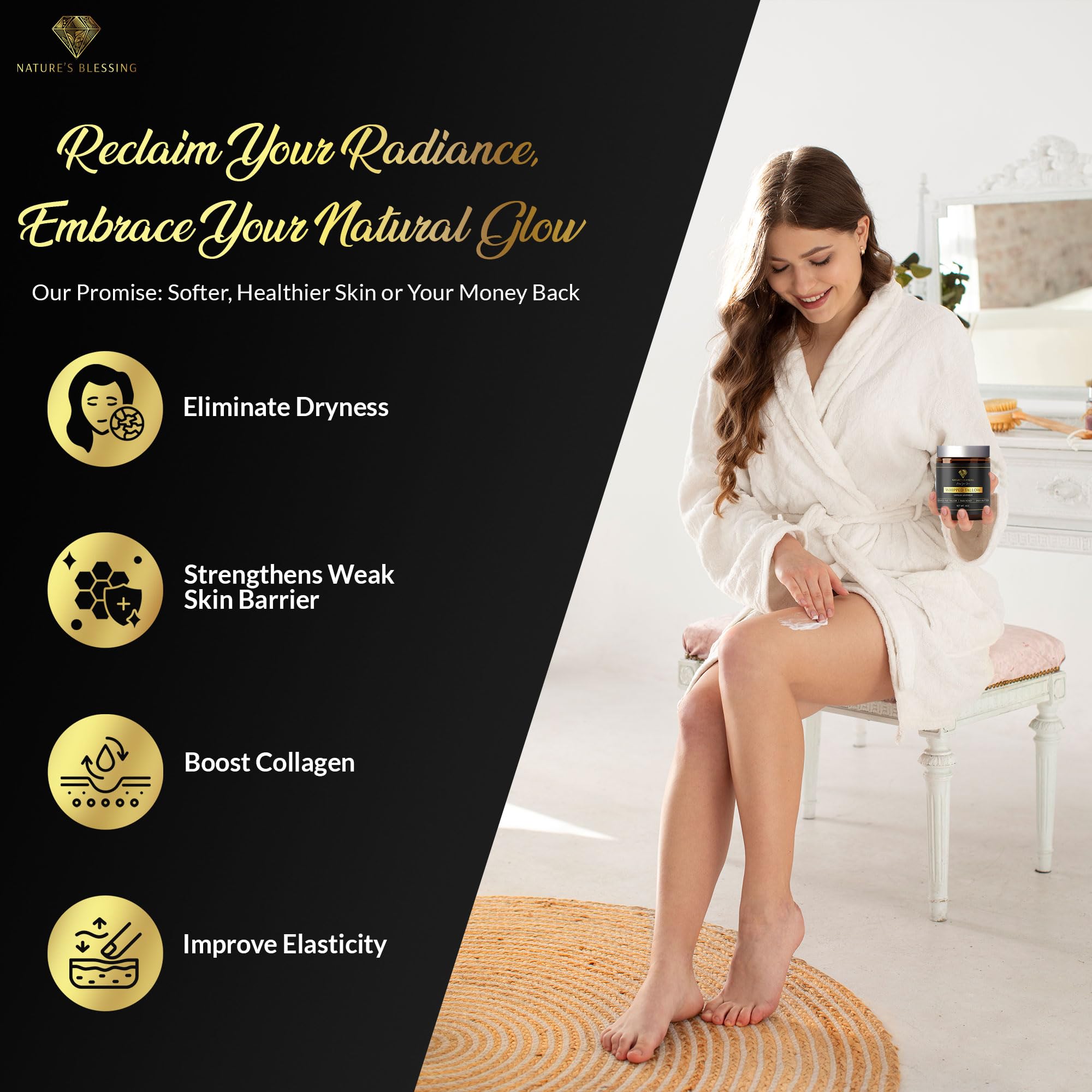 Gentle application on skin to reduce fine lines