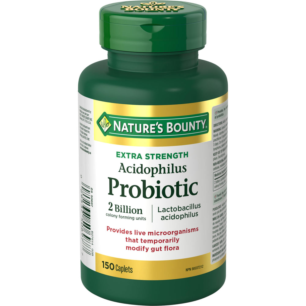Bottle of Nature's Bounty Acidophilus Probiotic 2 Billion with label