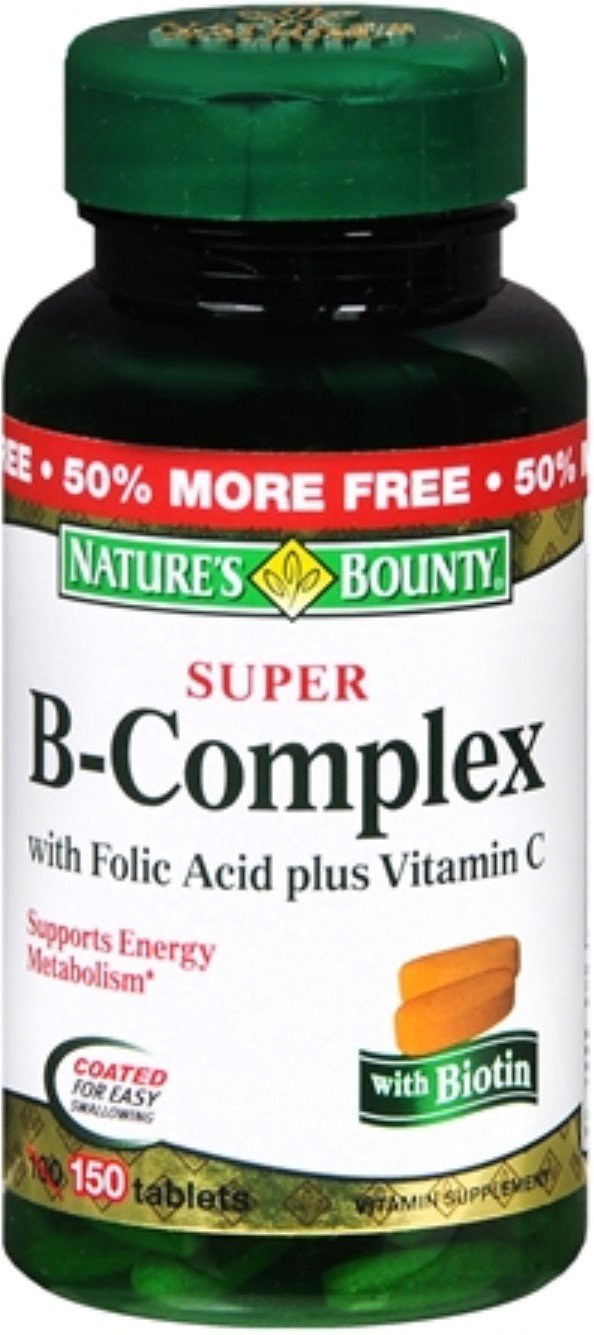 Nature's Bounty B-Complex with Folic Acid and Vitamin C - 150 count tablets (Pack of 3)