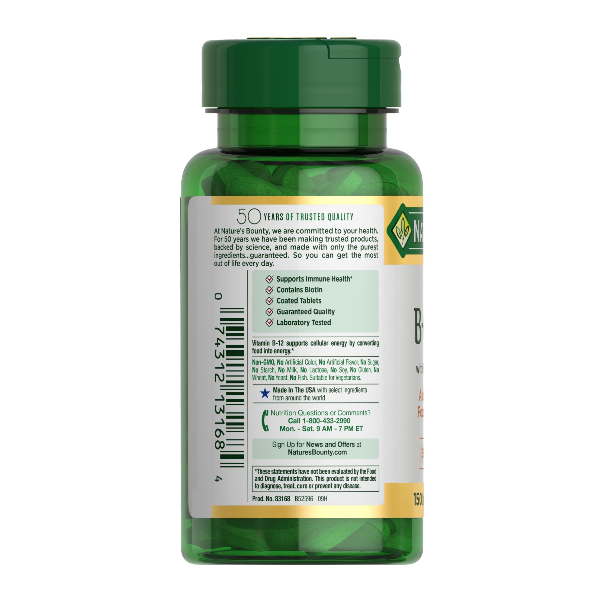 Nature's Bounty Super B-Complex packaging showing 150-tablet supply