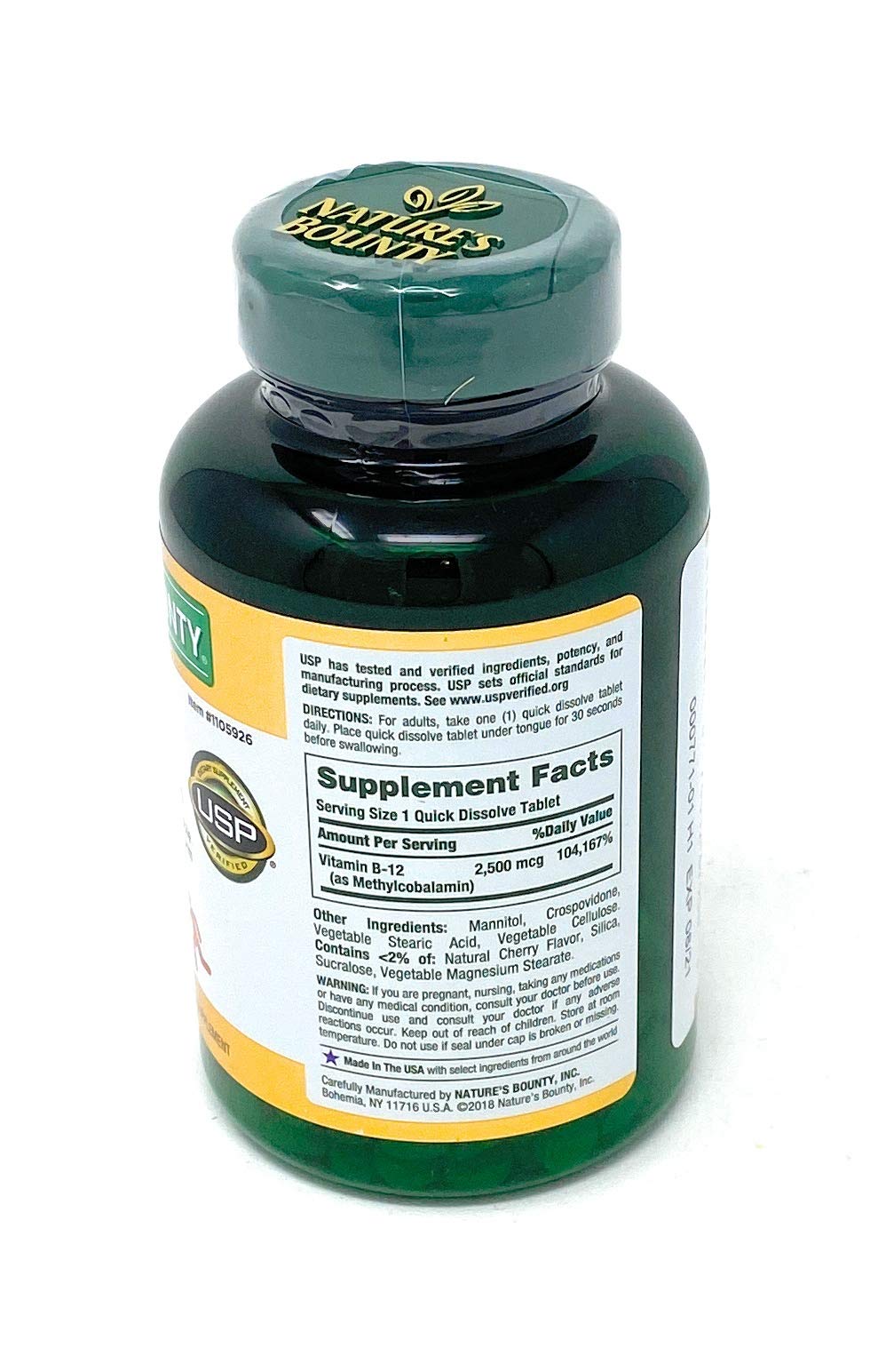 Close-up of cherry-flavored sublingual vitamin B-12 microlozenges
