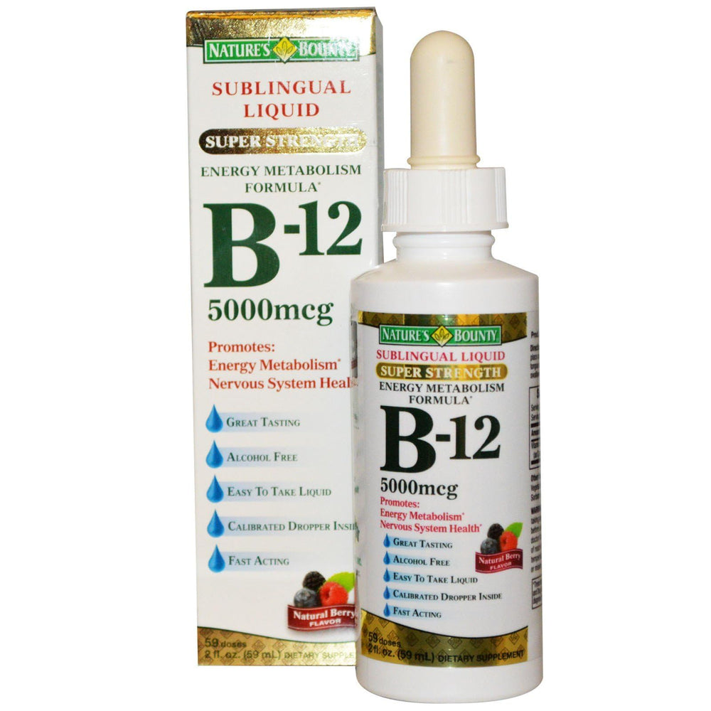 Nature's Bounty B-12 5000 mcg Sublingual Liquid bottle with dropper (2 oz)