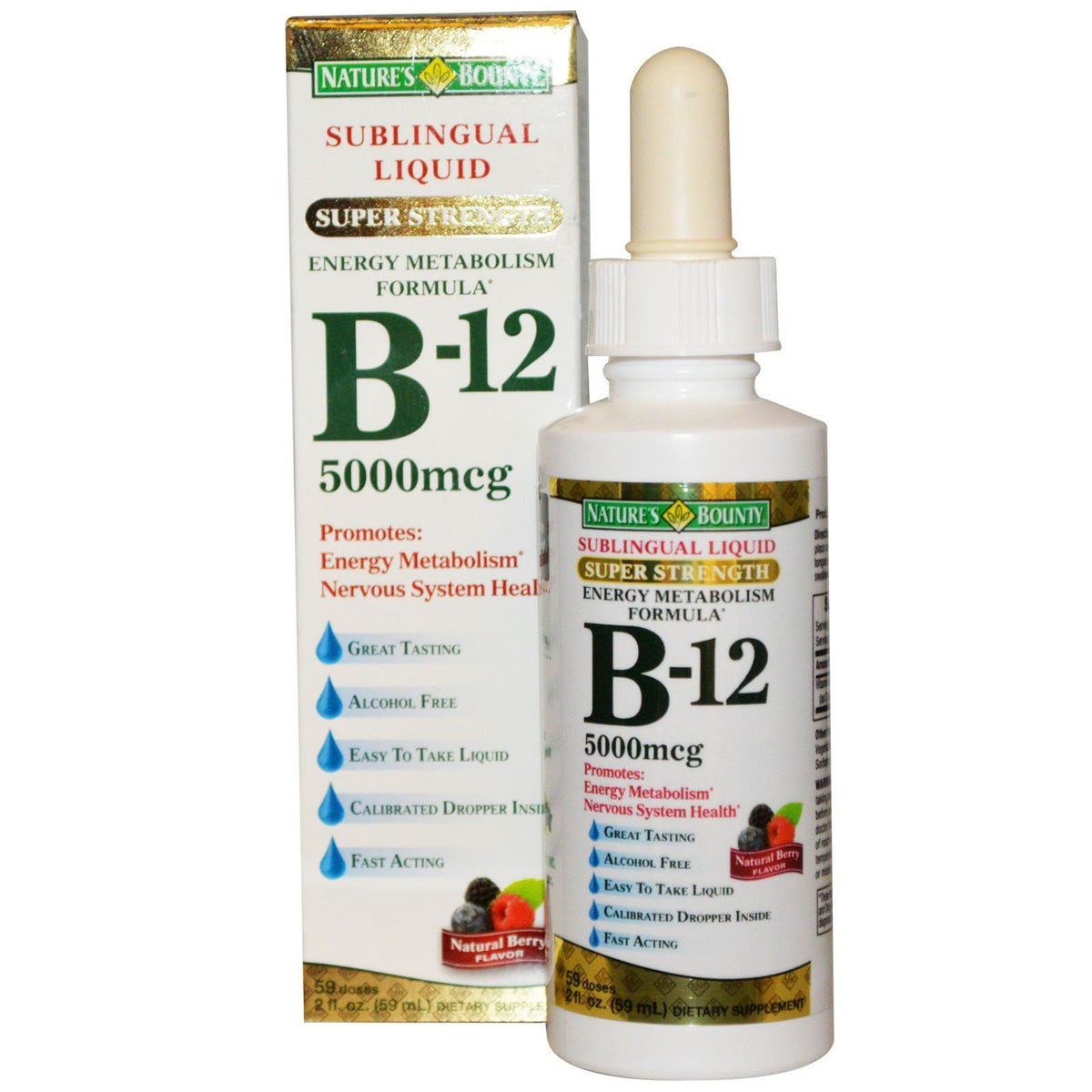 Nature's Bounty B-12 5000 mcg Sublingual Liquid bottle with dropper (2 oz)
