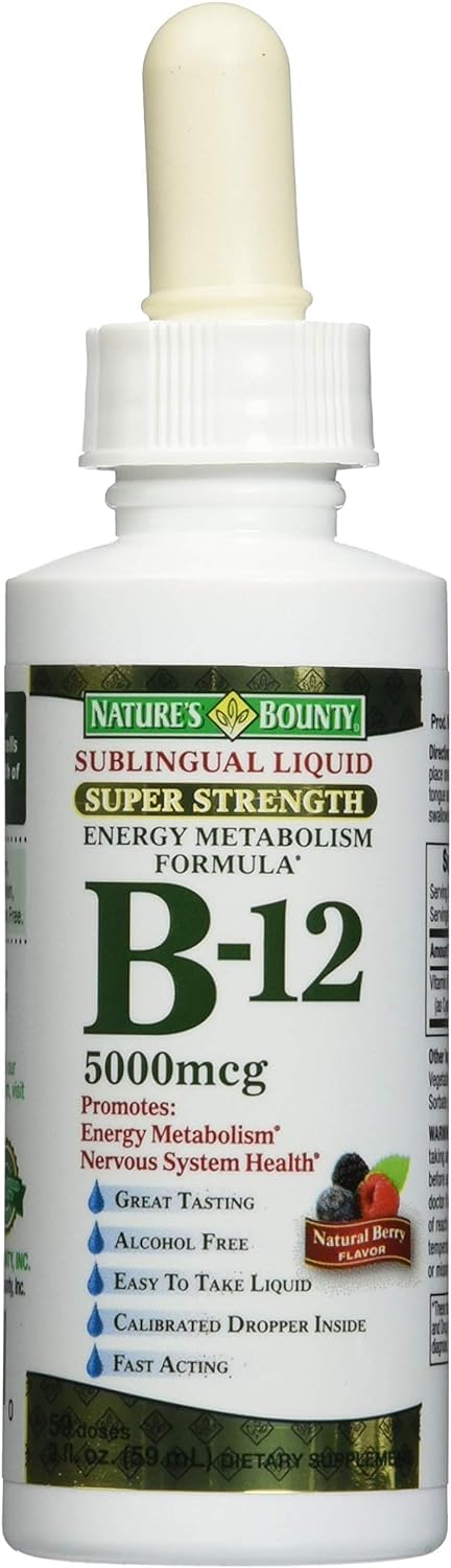 Nature's Bounty B-12 5000 mcg Sublingual Liquid bottle, 2 oz, Pack of 3