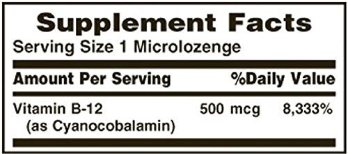 Nature's Bounty Vitamin B-12 500 mcg label close-up